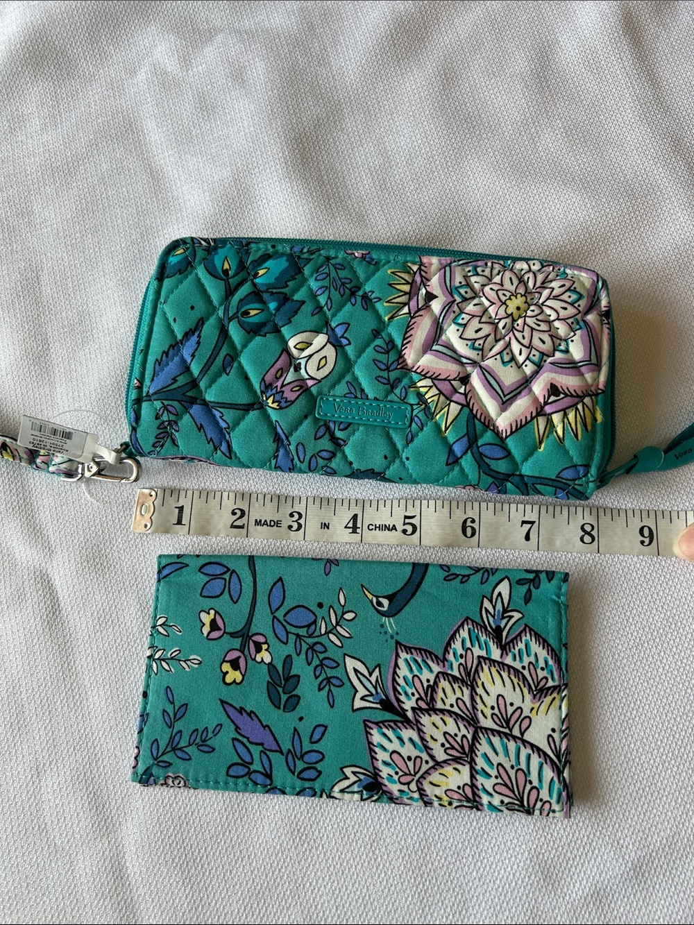 Vera Bradley Teal Floral Quilted Wristlet and Checkbook Set - Picture 5 of 6